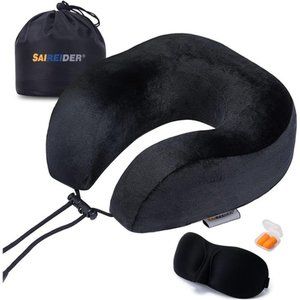 NeckPillows for Travel 100%Memory Foam Adjustable Travel Pillows with StorageBag
